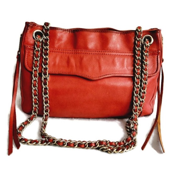 Rebecca Minkoff Handbags - Rebecca Minkoff Women's Rust Leather Metal Chain Strap Shoulder Bag